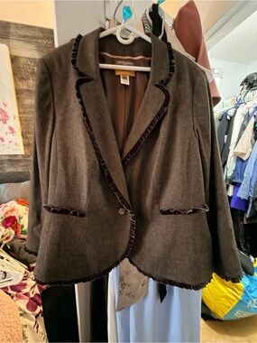 Saks Fifth Avenue brown Ruffle-Trim Blazer